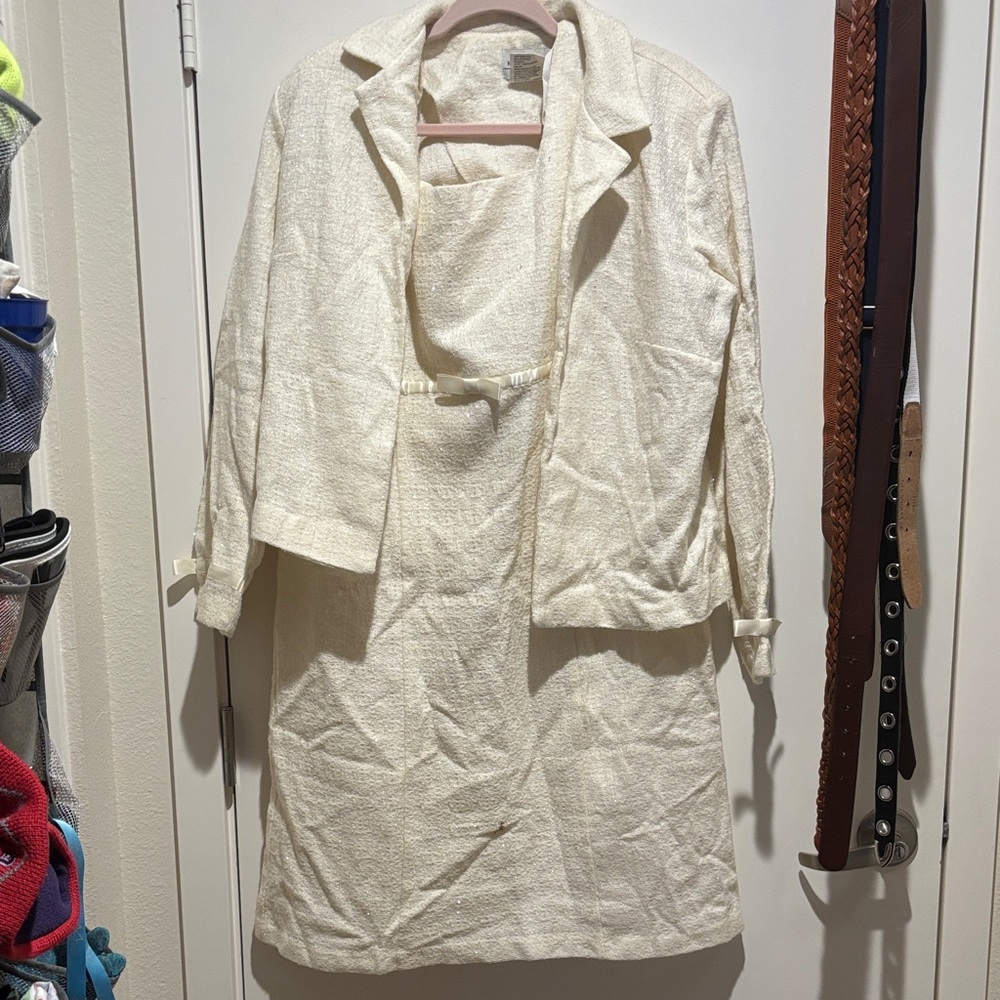 Chic Cream Women's Blazer and Dress Set